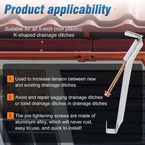 Gutter Hanger Kit For 5 Inch K Style Aluminum Gutters With Pre Installed Rust Resistant Screws Hidden Brackets And Quick Clips Includes One Quarter Inch Hex Drill Bit Ten Pack For Easy Mounting shown in use on gutter