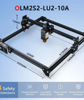 ORTUR Laser Master 2 S2 LU2-10A laser engraver on a black frame with linear rails and a mounted laser module
