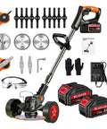 Cordless 21V Weed Eater with Stringless Design, 3 Blade Types, Dual 4000mAh Batteries, Fast Charge, 3 In 1 Electric Yard Brush Cutter