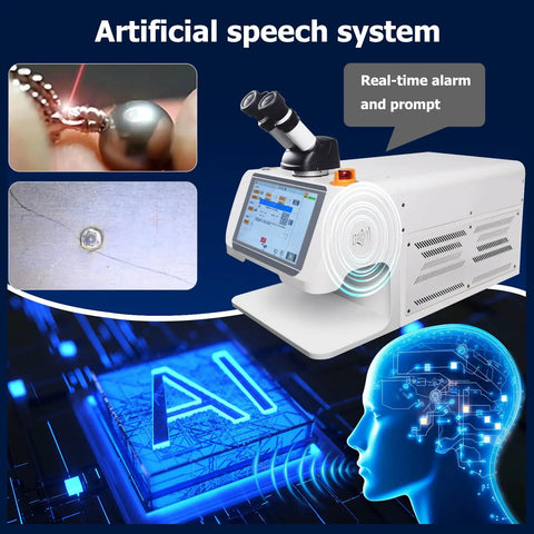 60W Pulse Laser Jewelry Spot Welder With Snazzy Touchscreen Display and Sharp Zoom Lens showing real-time monitoring for jewelry repairs.