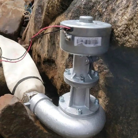Water Turbine Generator 400W Hydroelectric Power Unit 220V Micro Hydro Generator for Off Grid Camping Creek and River Adventures installed