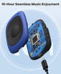 Exploded view of 8GB Clip MP3 Player With FM Radio Shuffle Sweatproof Silicone Case showing internal components and USB port.
