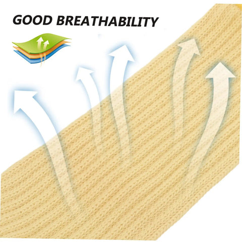 Heavy Duty Aramid Arm Guards For Women, breathable yellow aramid knit texture showing airflow design for gardening use.