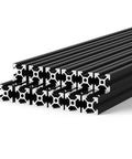 Built Tough 12 Piece 2020 T Slot Aluminum Extrusion Profile Kit 800mm Anodized Black Linear Rails stacked in a group.