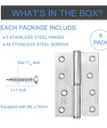 6-pack 4-inch lift-off door hinges, heavy-duty stainless steel, detachable H hinges for indoor or outdoor use