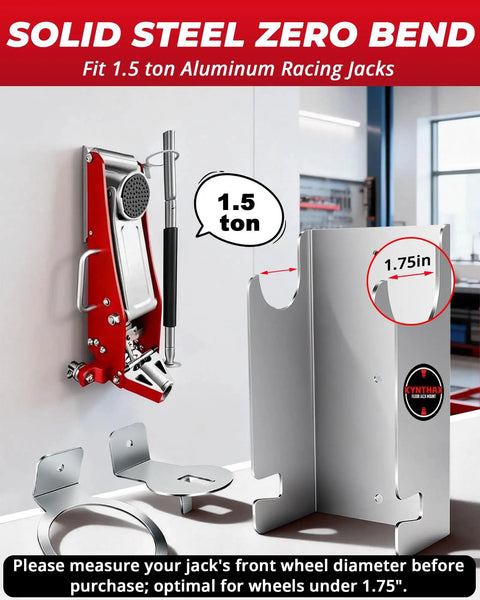 1.5 Ton Floor Jack Wall Mount Rack For Low Profile Hydraulic Jacks And Trailers, Heavy Duty Solid Steel Storage Holder, 80 Lb Capacity