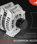 Rugged Alternator For Jeep Cherokee KL Series 2014-2022 3.2L V6 12V 180A With 6 Groove Decoupler Pulley Replacement Part P56029740AA TN4210007150 Lifetime Warranty, side view