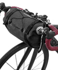 Built To Last Bikepacking Handlebar Bag 7 To 14 Liter Waterproof Dry Pack on road bike handlebars