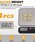 KOOTANS 4-pack brass 1/8 NPT street elbow fittings, male to female, front view