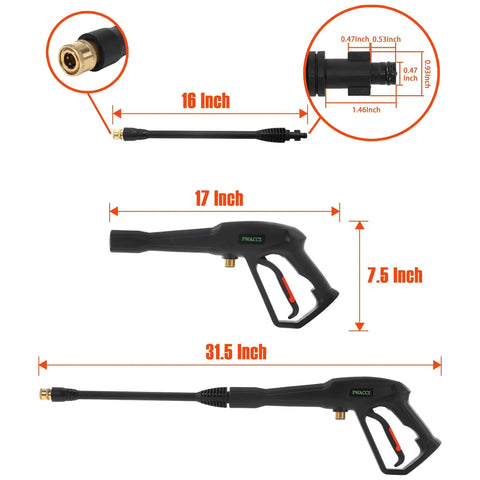 Pressure Washer Gun Replacement With Extension Wand Kit For Electric Washers, Easy Install Trigger Handle With 5 Nozzles