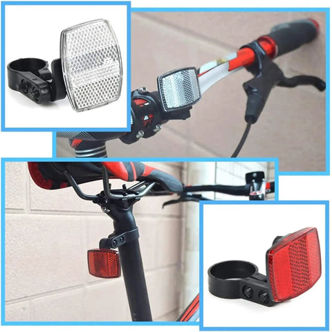 2 Pack Bike Front And Rear Reflectors Kit For Mountain Bikes, Spoke Reflectors For Wheels, mounted on handlebar and seat post