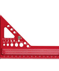 3D Multi Angle Aluminum Carpenter Ruler Protractor For Woodworking Scribing And Layout, red, angles labeled 22.5 to 75 degrees