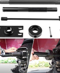 Heavy Duty Steel Gimbal Bearing Puller And Installer Set components, showing black steel tools for marine repairs on sterndrives.