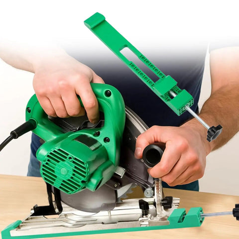 Person using Adjustable Circular Saw Guide Rail for Woodworking Machines, Dope Pro Grade Base Clamp With Anti Shift Lock