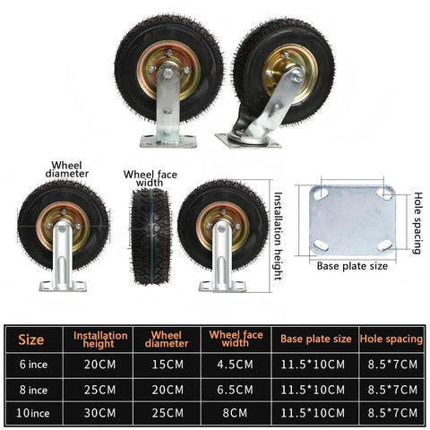 Beefy Heavy Duty Swivel Casters Kit With Double Ball Bearings For Workbenches, Carts, Trolleys, Wagons And Shelves, 10 Inch Directional Wheels