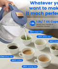 Glass Electric Kettle With No Plastic Contact With Water 1.8L Borosilicate Glass Teapot with boiling water and tea cups