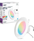 Smart Recessed 5 To 6 Inch LED Downlights With WiFi, Dimmable Color Changing, 1000 Lumens, packaging and product view