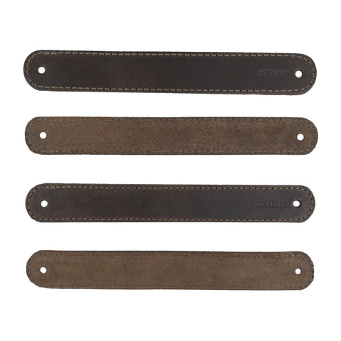 Set Of Four Full Grain Leather Drawer Handles Handmade In Bourbon Brown With Pre Made Holes For Easy Installation Durable And Stylish Furniture Hardware For Dressers Armoires And Cabinets Ideal For DIY Renovations