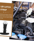 Elastic Shock Absorbing T Handle Draw Latch Rubber Hood Lock For Coolers And Marine Gear next to engine with mechanic