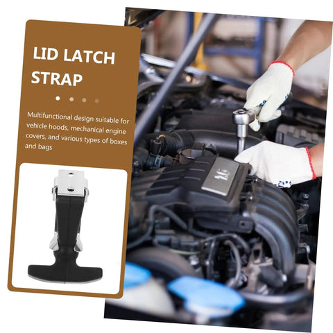 Elastic Shock Absorbing T Handle Draw Latch Rubber Hood Lock For Coolers And Marine Gear next to engine with mechanic