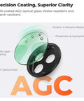 Exploded view of Slick Snap On CPL Filter For iPhone 17 Pro Max showing AGC glass with 28-layer anti-reflection coating.