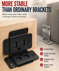 Beefy Stainless Steel Corner Brackets For Furniture L Shape Joint Braces With Screws on wooden corner, two-piece design