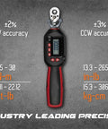 3/8 Inch Digital Torque Wrench With Dual Direction, 1.11-22.12 Ft-Lbs Range, featuring LCD screen and accuracy details.