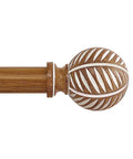 Wood Boho Curtain Rods For Windows With Heavy Duty Adjustable Rustic Finish Farmhouse Style Drapery Rods For Bedroom And Living Room Easy Install Imitation Wood Grain Finials Brown 36 To 88 Inches, decorative finial detail