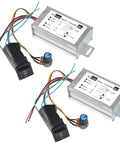 Two Pack DC Motor Speed Controller for Brush Motors, PWM Regulator with Dimmer, Switch and Knob, 9V to 60V input, 0 to 20A output