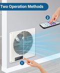 8 Inch In Wall Vent Fan For Room To Room Air Transfer, 10 Speed Remote Control, Two Way Reversible Airflow on wall