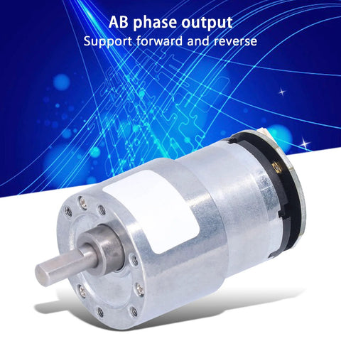 FLEXMAN JGB37-520 DC12V geared motor with encoder; metal gearbox, silver housing, front drive shaft