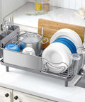 Premium Stainless Steel Dish Drying Rack With Large Capacity Counter Organizer Drain Board Utensil Holder And Detachable Cup Shelf Rustproof 304 Surgical Grade Easy Assembly For Busy Kitchens