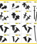 260 Piece Car Bumper Retainer Clips Kit with Plastic Rivets and Push Fasteners, 12 Popular Sizes Layout