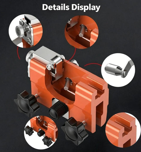 Hand Crank Chainsaw Sharpener Jig With 5 Grinding Bits For All Chainsaws Portable Universal Sharpening Tool Kit close-up