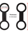 Close-up of 8 Pack Silicone Snorkel Keeper Clips For Mask Straps, Universal Dive Gear Retainers shown with dimensions 4x1 inches.
