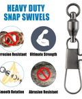 30 Pack Ball Bearing Snap Swivels for Fishing Tackle with Safety Interlock, Saltwater and Freshwater Ready, Stainless Clips and Leader Line Connectors, Ultra Smooth Brass Swivel with Stainless Bearings for Less Twist, heavy duty snap swivel