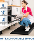 Extra Thick Anti Fatigue Kitchen Mat Cushioned Floor Rug For Standing Comfort Grippy Non Slip Water Resistant Easy To Clean 17 By 24 Inch Black Kitchen And Sink Mat For Home Office shown in a kitchen setting.