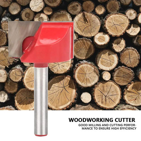 Heavy Duty Tungsten Steel Router Bit With 6mm Shank For CNC Carving Wood MDF PVC Slotting Bottom Cleaner Tool on wood background.