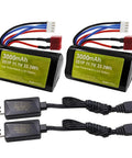 11.1V 3000mAh 15C 3S Li Ion Battery with T Plug and USB Charger for R608 2104 Brushless RC Boat and 210E 200E High Speed RC Car