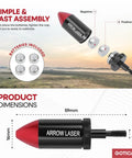 Arrow Laser Sight for Bow and Crossbow dimensions with battery assembly guide