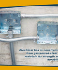 8 Pack 4x4 Inch Metal Electrical Boxes Two And One Eighth Inch Deep With 30.3 Cu In Capacity Galvanized Steel Junction Boxes Drawn Construction Silver For Wiring Projects And Electrical Installations installed with conduit