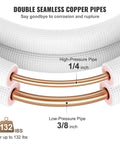 Fifty Foot Copper Line Set For Mini Split Air Conditioner And Heat Pump, showing 1/4 and 3/8 inch copper pipes with insulation