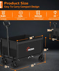 3 In 1 Foldable Wagon Cart With All Terrain Wheels For Heavy Duty Hauling displayed with dimensions, 360 lbs capacity