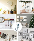 117 Piece Picture Hanging Kit Featuring Heavy Duty Rock Steady Hooks Rated 30 50 And 100 Pounds For Drywall Wood Or Plaster Walls Includes Complete Set For Frames Mirrors And Gallery Decor No Sweat Setup arranged in varied home decor settings.