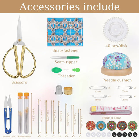 All In One Sewing Kit With Wooden Box For Travel And Grab And Go Emergency Fixes Includes Scissors 24 Color Thread Black And White Spools Needles Tape Measure Buttons Seam Ripper And Other DIY Essentials accessories