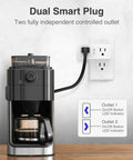 Coffee maker plugged into Dual Smart Plug 15A, Works With Alexa And Google Home, 2 In 1 Compact Smart Outlet on wall socket