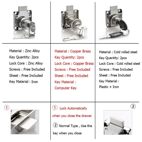 Copper Drawer Locks For Cabinets And Cupboards With Desk Hasp And Cam Lock Latch Heavy Duty Keyed Locking With Two Keys Comparison