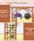 Wood Garden Arbor Archway Pergola 84 Inch Outdoor Structure with decorative hanging roof and side climbing trellis for plants.