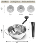 Compact Stainless Steel Food Mill With Three Discs Ergonomic Rotary Hand Crank And Removable Handles For Tomato Sauce