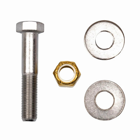 Heavy Duty Marine Jack Plate Bolt Kit With One Half Inch By Two And Three Quarters Inch Fine Thread Bolts With Shoulder Stainless Steel Includes Lock Nuts And Washers Complete Outboard Mounting Hardware shown